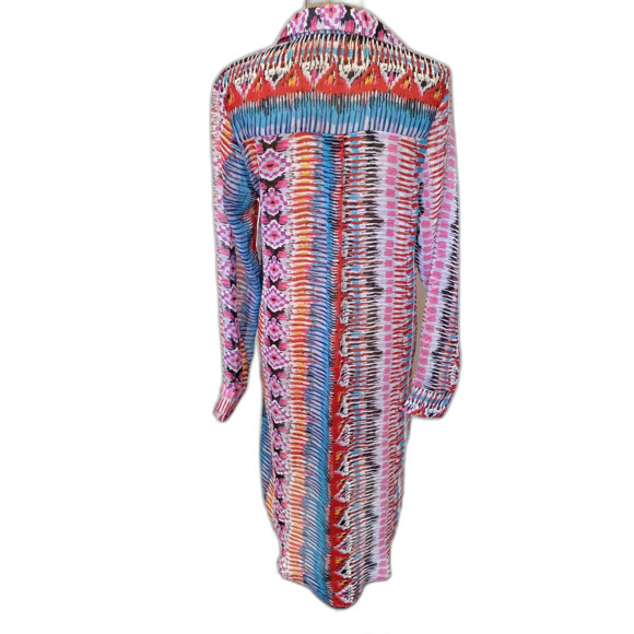 Turquoise Haven Swim Coverup Multicolor Abstract Printed Button Down Size S/M - Picture 4 of 5